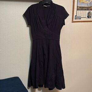 EShakti women’s dress Sz 10 Navy Jersey 40s style, pockets, NWOT 🌻
